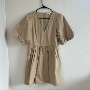 Madewell Poplin V-Neck Bubble-Sleeve Mini Dress